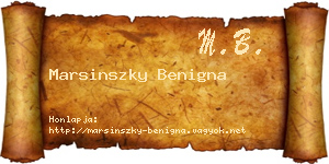 Marsinszky Benigna névjegykártya